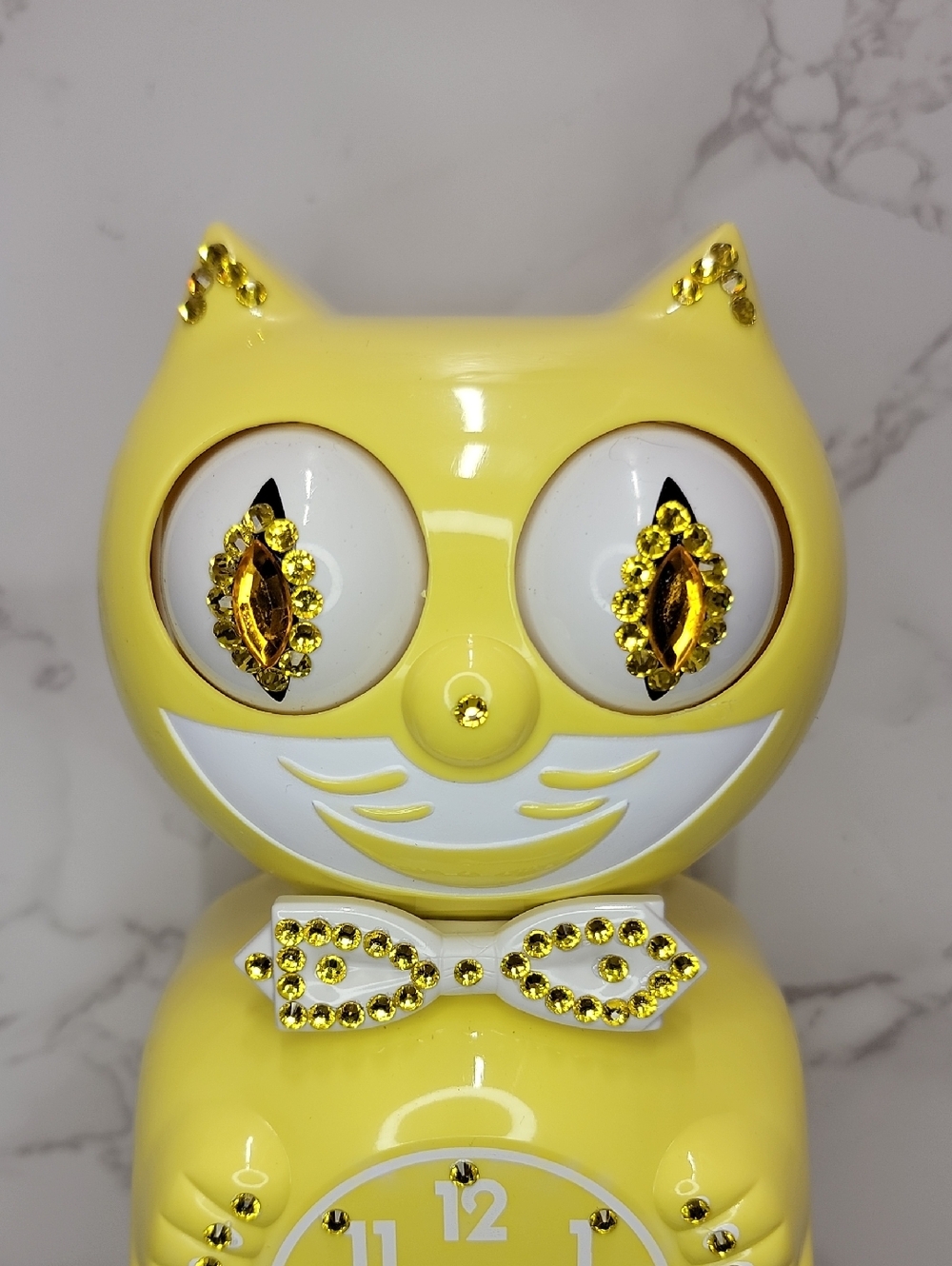 Rare Jeweled Spring Daffodil yellow Kit-Cat Klock Clock